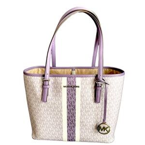 Purple and white MK jetset tote brand new with tags